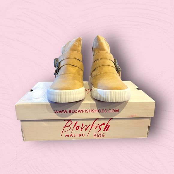 Blowfish FRAMATCHA Sneakers  HIGH TOP Light Camel Tan SUEDE Girl’s Size 4.5 NEW - Picture 4 of 9